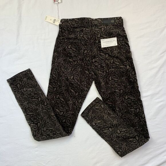 AG For Anthropologie Stevie High Rise Ankle Velvet Pants Paisley Black Size 24 - Picture 15 of 15